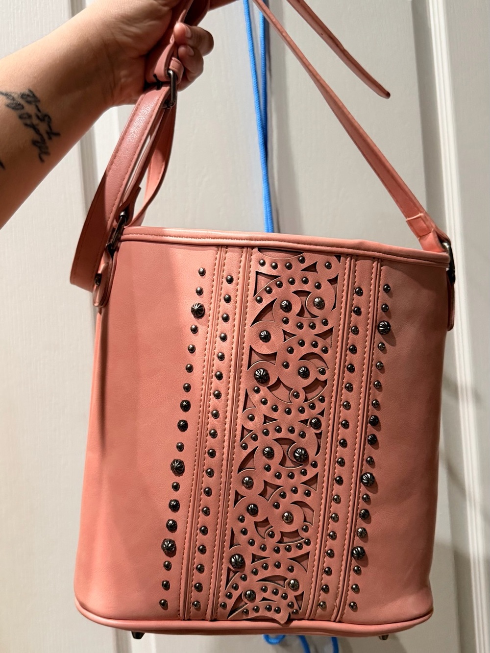 American Bling Pink Studded Western Concealed Carry Shoulder Bag Boho Purse